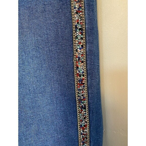 Topshop Moto Jamie High Waist Ankle Grazer Jewel Side Striped Jean Size 28 - Picture 3 of 4
